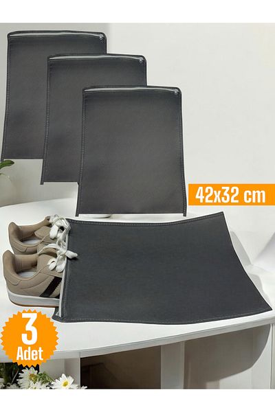 Balkan Room 3Pcs Anthracite Travel Storage Bag - Zippered & Multipurpose Luggage Organizer