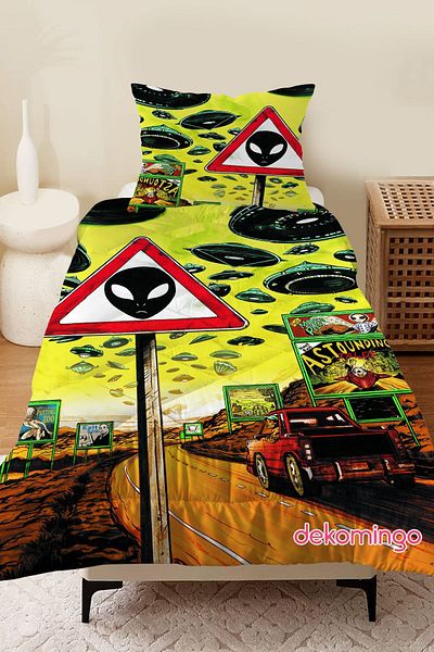 dekomingo Alien Baby and Kids Room - Alien Sign, Kapiteon Yorgans