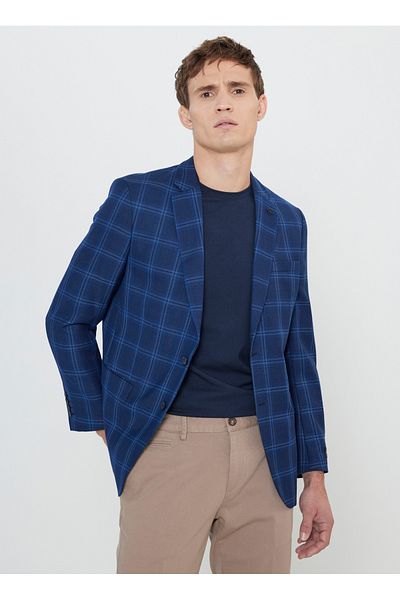 ALTINYILDIZ CLASSICS Jachetă pentru bărbați Sixstars Classics Comfort Fit bleumarin cu model 4C0424100030