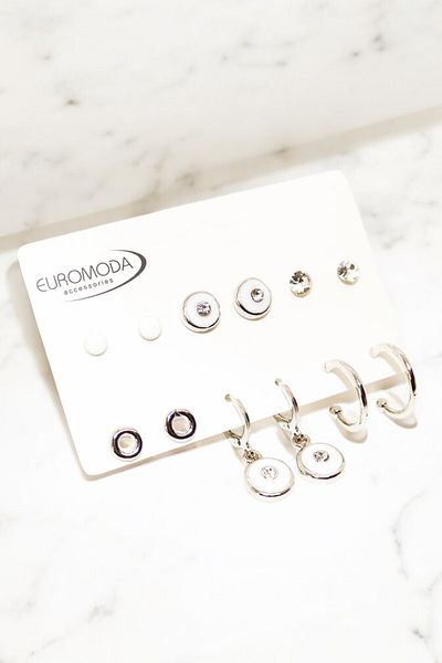 EUROMODA 3 Model Heart Design Colorful Earring Set