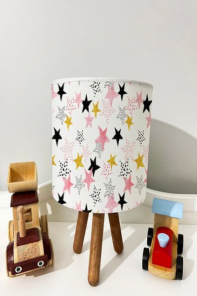 dekomingo PINK STARS PATTERNED BABY AND CHILDREN'S ROOM LAMP