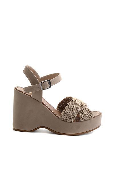 Bambi Beige Women's Wedge Heeled Shoes K05688999716