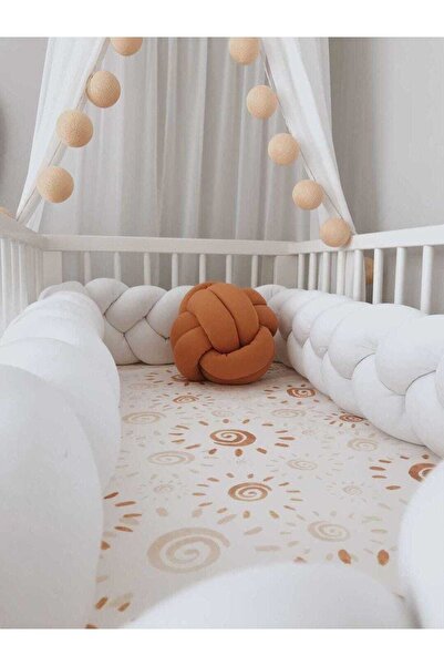 düğüm yastık 400 Cm 3 Örgü Beşik Korumalık - Beyaz