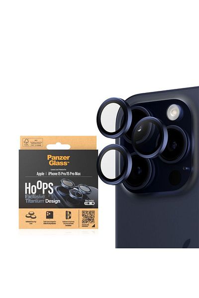 PanzerGlass Hoops Camera Lens Protector iPhone 15 Pro and 15 Pro max - Blue Titanium