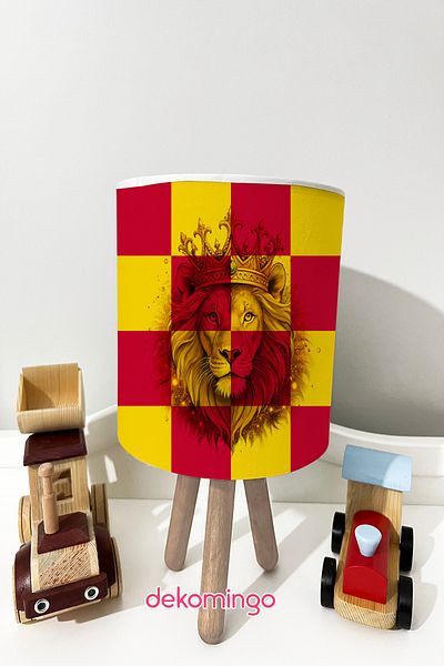 dekomingo Yellow Red Lion Patterned Baby and Kids Room Lamp Shade Set