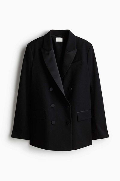 H&M Double-breasted tuxedo blazer