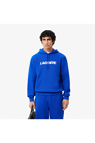 Lacoste Erkek Classic Fit Dik Yaka Baskılı Mavi Sweatshirt