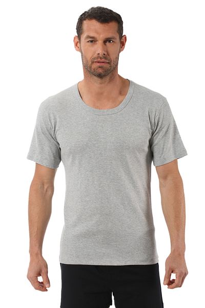 ÖZKAN underwear Özkan 0115 3-Pack Men's 100% Cotton Rib Fabric Stretchy Comfortable Wide Collar Short Sleeve Undershirt Undershirt