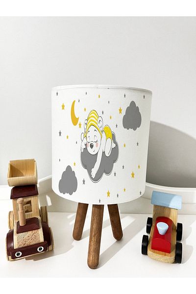 dekomingo White Backdrop Gray Cloudy Bear Children's Children's Room Lampshade