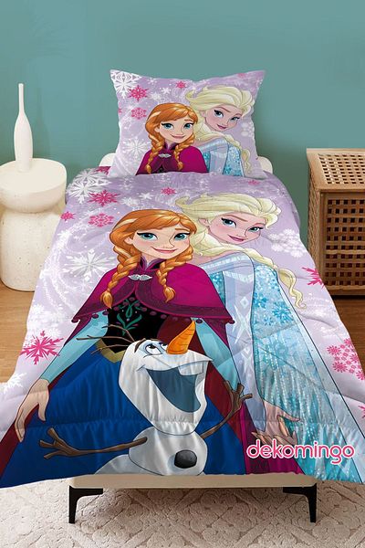 dekomingo LILA ELSA AND ANNA SNOWFLAKE PATTERNED QUILTED KIDS QUILT AND PILLOW CASE
