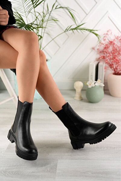 Scarpebutik Γυναικείες χειμερινές ελαστικές μπότες Μαύρες & ΣΟΛΑ 4 εκ.