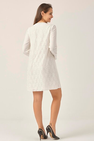 Darlin Moda Women's Ecru Lace Blouse Vest Double Set Dm298