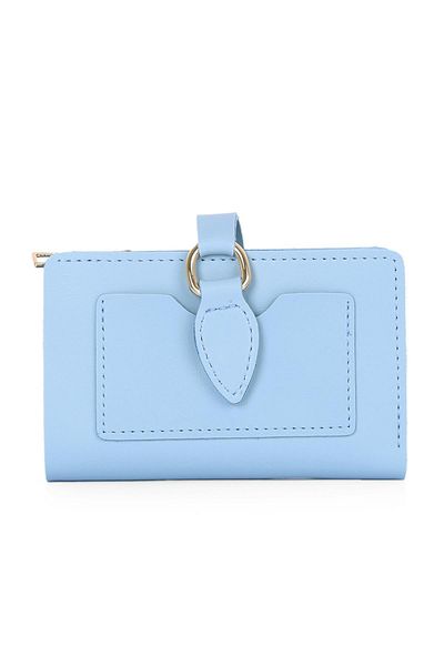 Süzer Deri Portofel de damă la modă Baby Blue - piele artificială moale, compartiment cu fermoar PRS-Elif