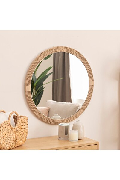 DFN WOOD Jut Halatlı Yuvarlak 50 Cm Bohem Rustik Dekoratif Duvar Salon Antre ...