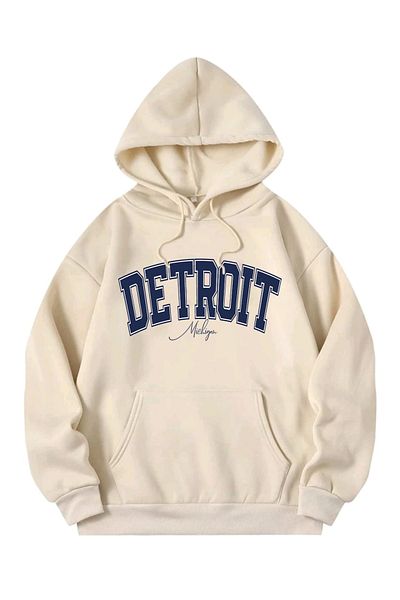 FAVORİST Φούτερ με κουκούλα με κουκούλα με στάμπα Detroit