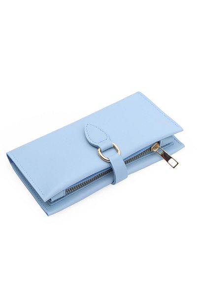 Süzer Deri Portofel pentru femei Baby Blue Trend - piele artificială moale, compartiment cu fermoar PRS-septembrie