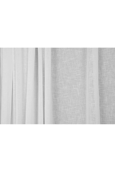 AKÇA TEKSTİL Linen 1525 Model White Color Single Wing Pre-Sewn Pleated Background Curtain 300*260cm