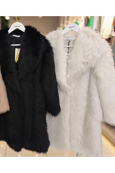 Aknur Moda Γούνινο παλτό σε ανοιχτό λευκό