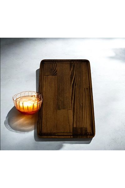 YAT Design Crafts Rectangular Beech Wood - Walnut, Natural Wood Cheese and Presentation Plate