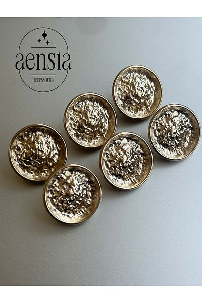 aensia 2.29 cm Gold Gold Curved Metal Coat - Wrinkled Crinkle Trench Coat Button 6 Pack