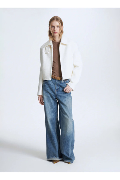 Tommy Hilfiger Standart Krem Kadın Ceket BOUCLE WOOL MIX JACKET