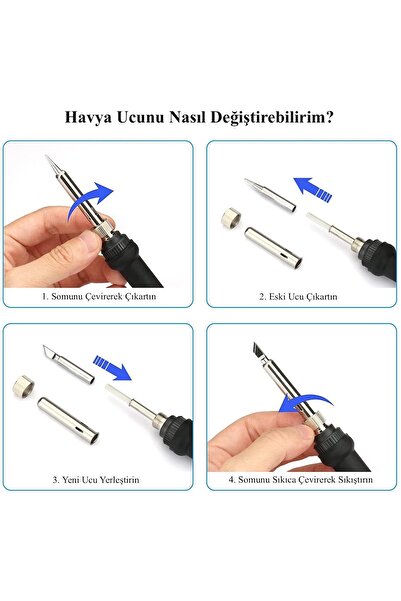 SolinpaTech St-60 Model Profesyonel 60w Isı Ayarlı Havya Full Parçaların Olduğu Lehim Seti