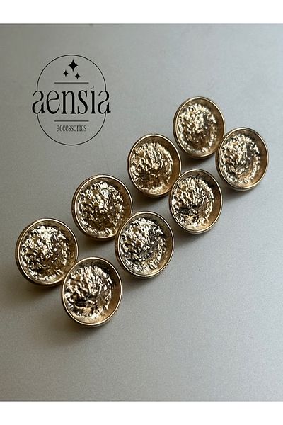 aensia Gold Color Wrinkled Crinkle Shirt Blouse - Metal Button, 8 Pack