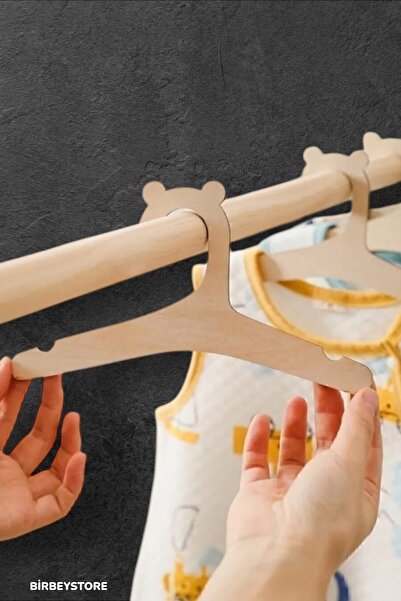 Genel Markalar Çocuk Askısı Ahşap Bebek Kıyafet Askı 1 Adet