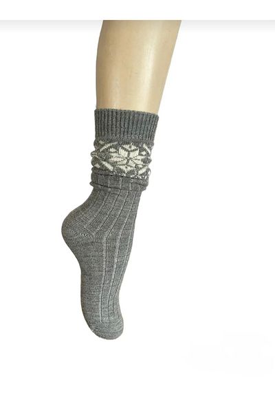 Yonca Butik Wool Knee Length Patterned Boot Socks