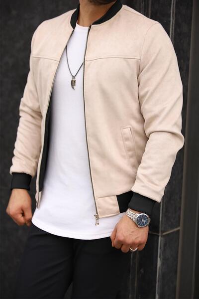 FAMODA Erkek Krem Mevsimlik Süet Ceket