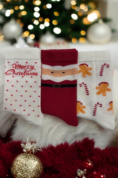 tibo 3 Pairs of Toe Seamless Women's Socket Christmas Socks