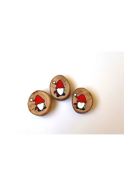 Tabiart New Year's Ornament 3-Piece Lucky Dwarf Magnet Olive Tree Hand Drawing