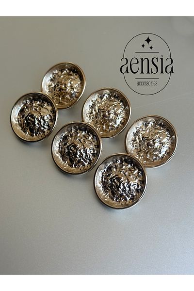aensia 2.29 cm Gold Gold Curved Metal Coat - Wrinkled Crinkle Trench Coat Button 6 Pack