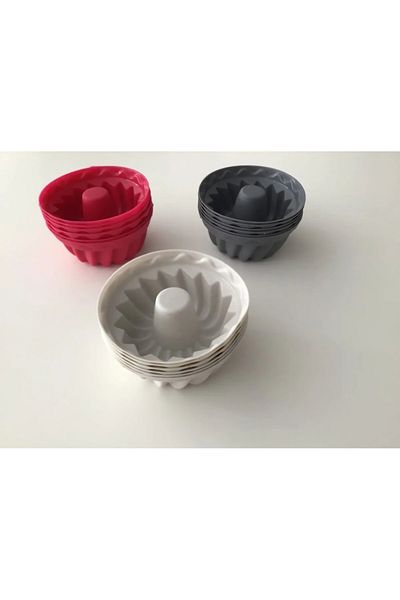 Home 6-Piece Silicone Cake Mold, Muffin Cake Mold, Anthracite, Red