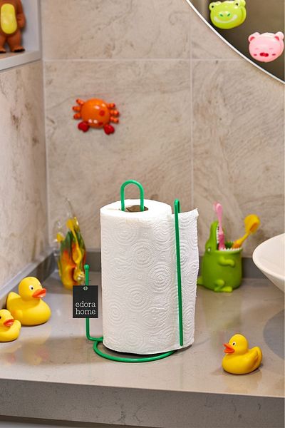 Edora Home Green Paper Roll Towel Holder - 25 cm Napkin Holder, Ergonomic Design, Metal P