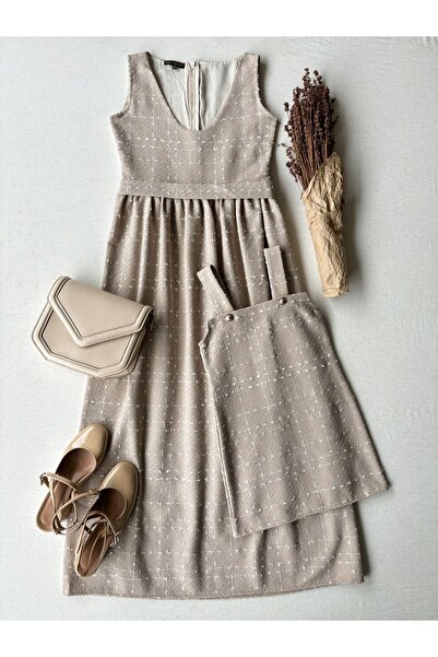 KÜÇÜĞÜM BUTİK Μπεζ Συνδυασμός Tweed Gilet Mother-Daughter Gilet Gilet (ΠΩΛΕΙΤ...