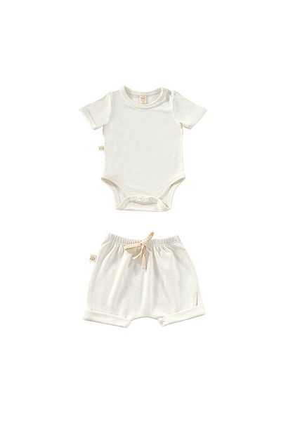 tinylamb ELATION MILK Bodysuit Set with Shorts - 2 Pieces | Summer Baby Outfit Shorts and Short Sleeve Bodysuit