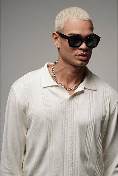 Butik Trend We Polo Neck Jacquard Oversize Fit Knitwear Sweater