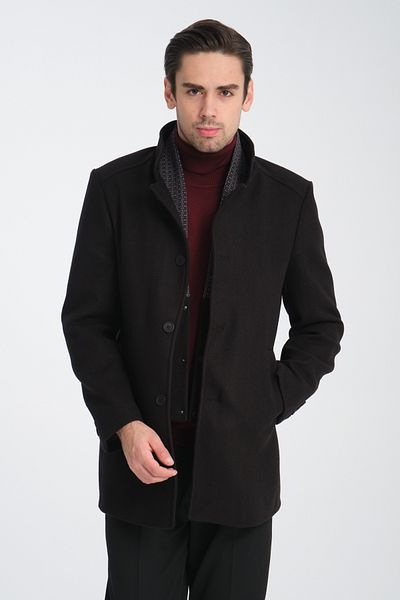 Frappoli Ανδρικό παλτό με χοντρή κοπή - Ριμπ γιακά, Standard Fit