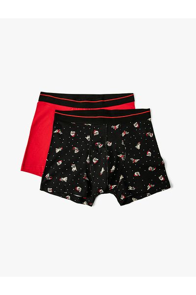Koton Σετ 2 Boxers Πρωτοχρονιάτικο Θεματικό Πολύχρωμο