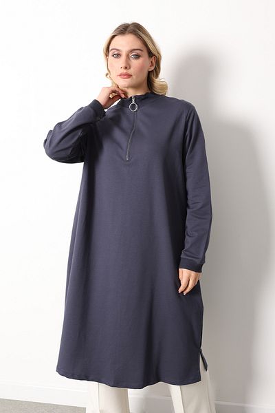 Linvey Stand Collar Zippered Large Size Comfortable Fit Tunic (K7568 Battali)