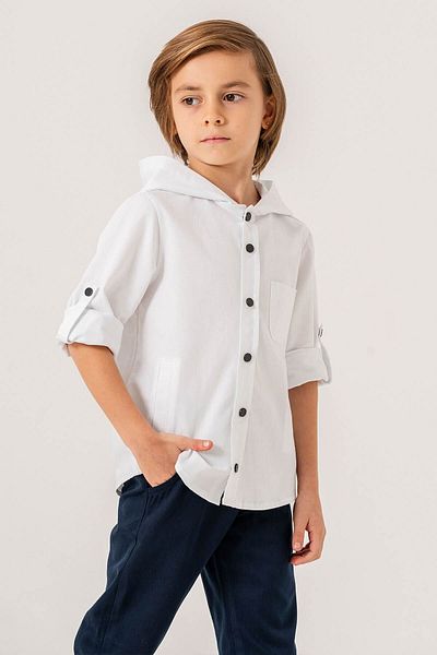 Gold Class Kidswear Cămașă pentru băieți - cu glugă, buzunare și mânecă pliabilă