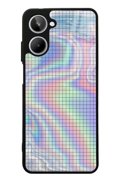 Spoyi Oppo Realme 10 Neon Checkerboard Design Glossy Phone Case