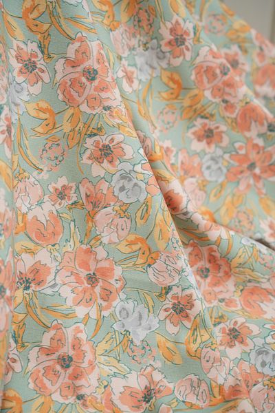 Tuğba Kuğu Printed Panama Fabric (100% Cotton) |   Flower Garden