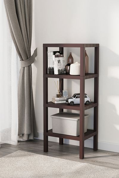 Omaş Household Product Ombeg Vesken Διακοσμητικό (επίπεδο) 4 επιπέδων Οργανωτής μπάνιου πολλαπλών χρήσεων Γλάστρα Βιβλιοθήκη Καφέ