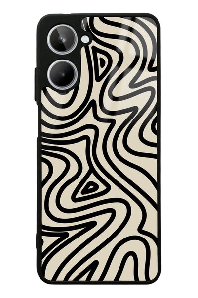Spoyi Case for Oppo Realme 10 Beige Geometric Design Glossy Phone
