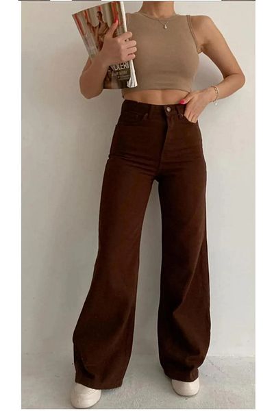 Asia Кафяви широки панталони Palozzo Jeans