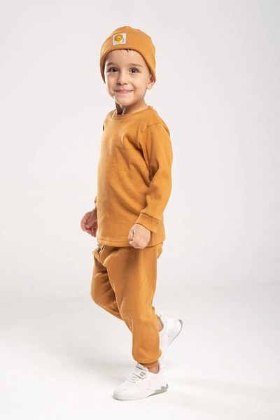 ribana Set de 3 piese pentru copii unisex din bumbac cu beretă