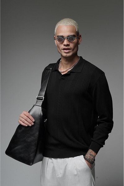 Butik TREND WE Жакардов пуловер с поло яка и голям трикотаж