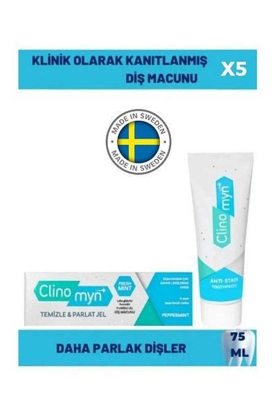 Clinomyn 75 ml X 5 Pieces Fresh Teeth Whitening and Brightening Gel Toothpaste